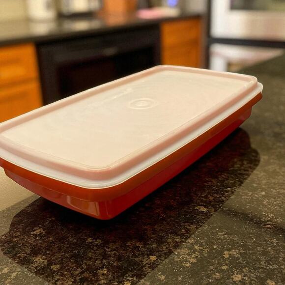 Tupperware Deli Meat Cheese Cold Cuts Keeper Lid 816 817 Paprika Red Vintage - Picture 8 of 8